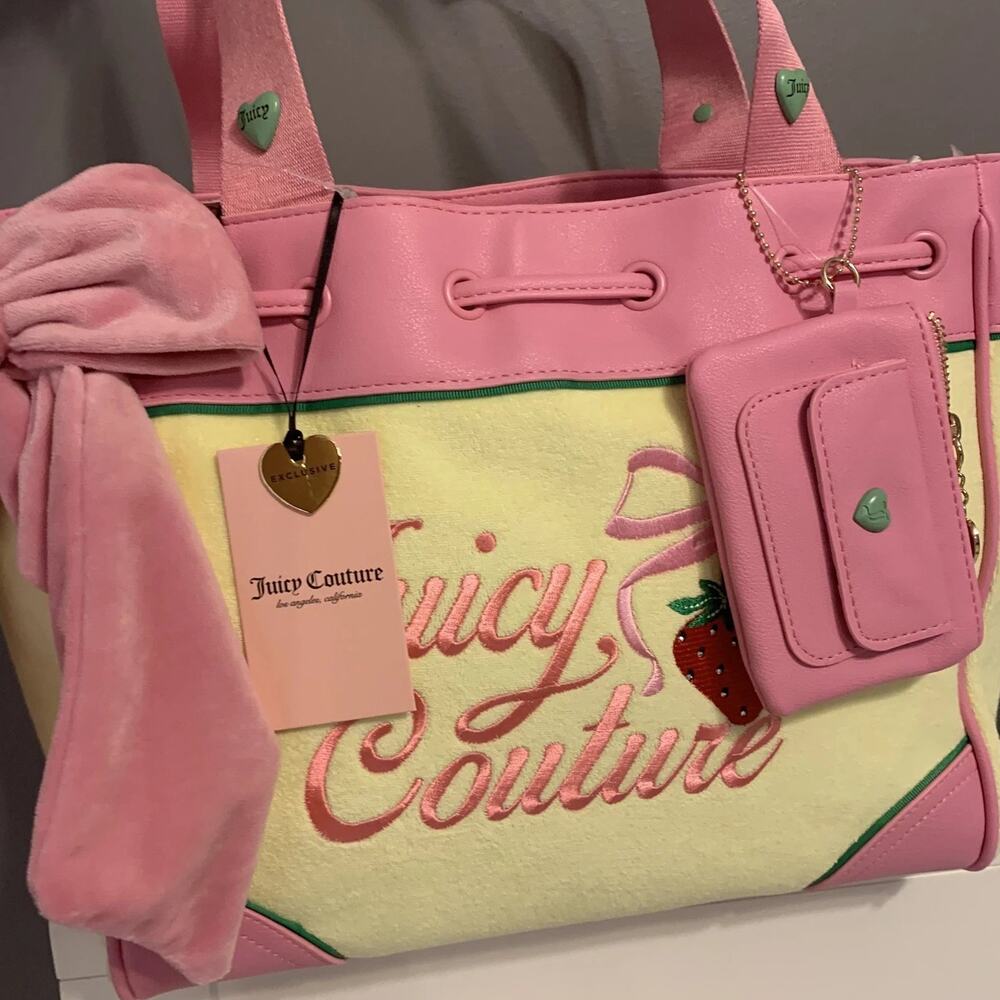 Juicy Couture Exclusive Yellow Iris Retro Strawberry Daydreamer Tote - Picture 4 of 6